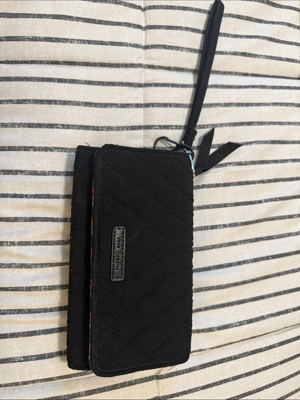 Vera Bradley Black Quilted Wristlet Wallet with Wrist Strap